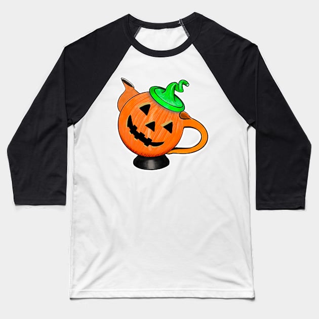 Halloween Tea Party Baseball T-Shirt by Bite Back Sticker Co.